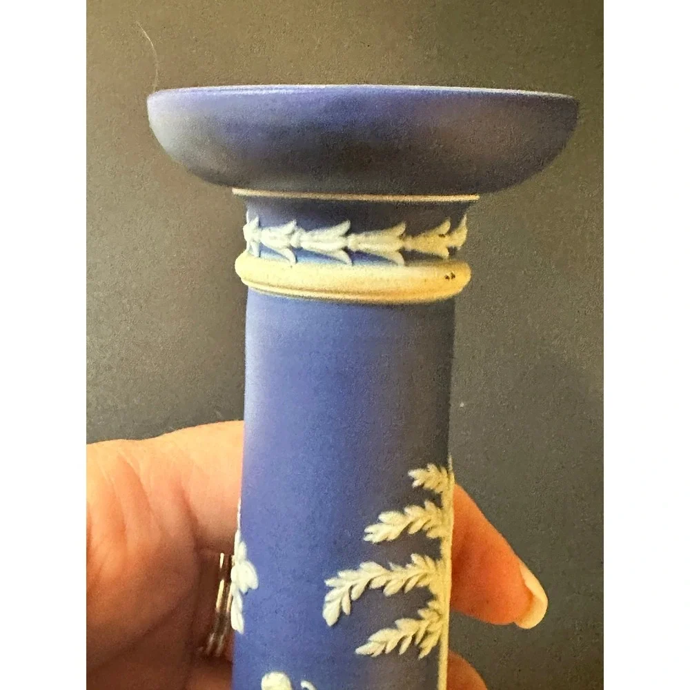 Wedgwood Dark Blue Jasperware Candlestick 7